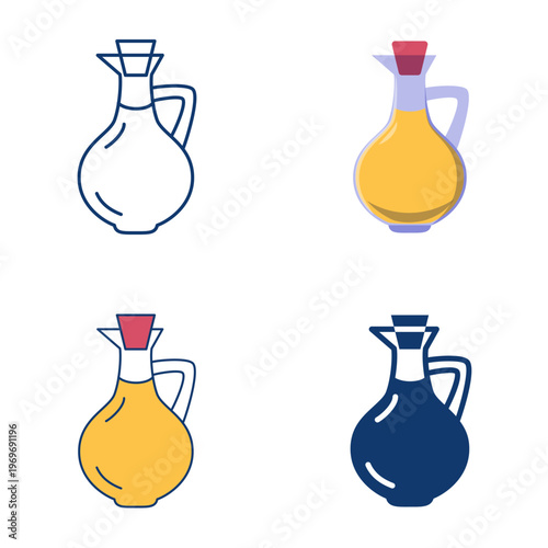 Vinegar in a jar icon set