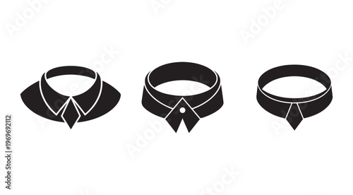 Three different collar styles for shirts  classic point and spread collars  fashion design elements  various neckwear types  clothing accessories