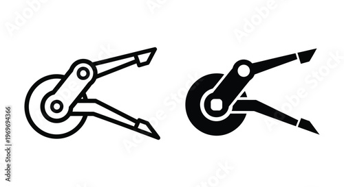 Landing gear icon set, aircraft wheel mechanism, vector illustration