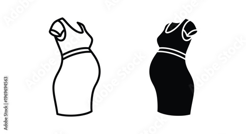Pregnant woman dress icon set, maternity clothing symbol, vector illustration of a dress for pregnant women