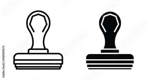 Rubber stamp icon set, office supply, ink stamp symbol, vector illustration