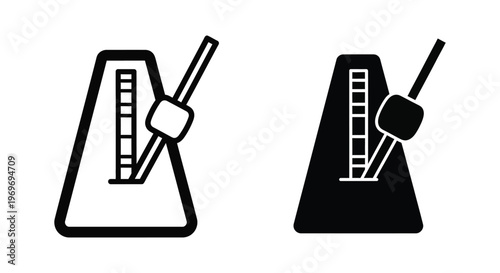 Metronome icon set, musical instrument for tempo and rhythm control, vector illustration