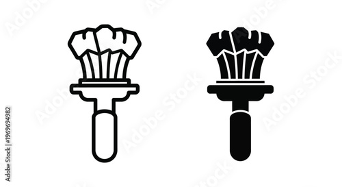 Set of shaving brush icons, outline and solid style, barber shop tool, vector illustration