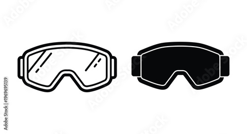 Ski goggles icon set, winter sports protective eyewear, vector illustration of snowboarding glasses