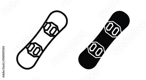 Snowboard icon set, vector illustration of winter sports equipment, flat design style