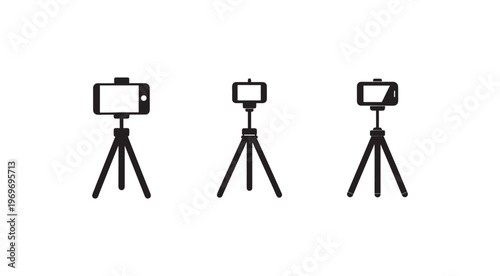 Three smartphone camera tripods with different device angles for photography and videography purposes