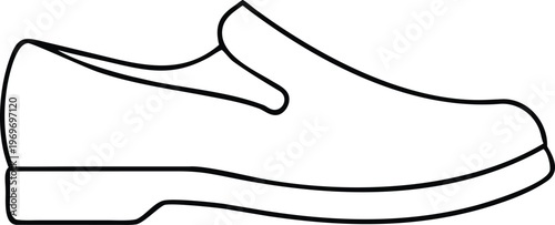 Modern Outline Drawing of a Mens Loafer Shoe with Subtly Raised Vamp Detailing