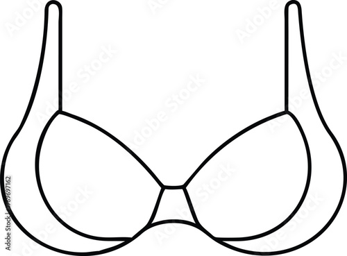 Modern Outline Drawing of a Stylish Womens Push Up Bra with Detailed Straps