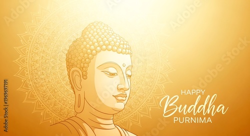 Buddha Face Minimal Golden Spiritual Illustration