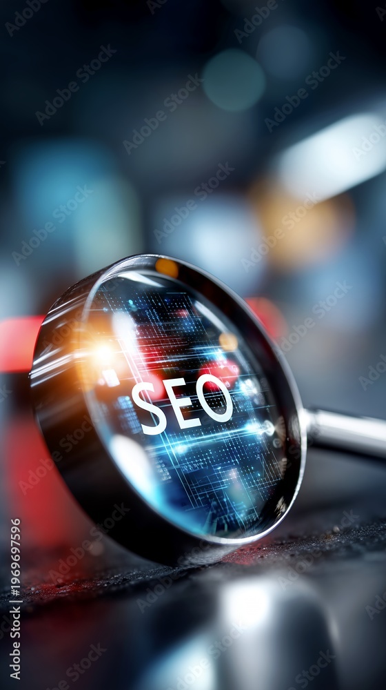 Obraz premium Digital marketing concept with SEO on circuit background
