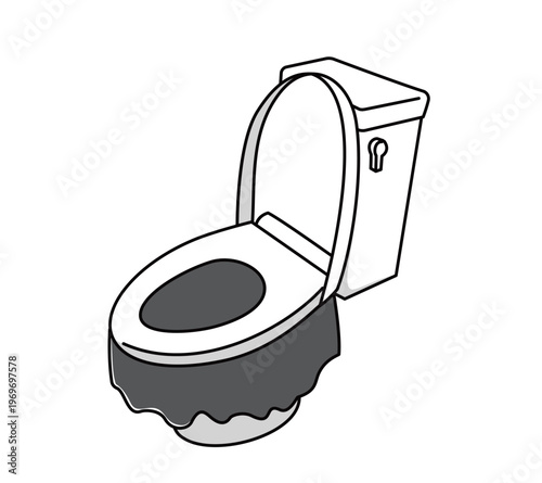 非常用トイレの使い方・黒い袋が設置された洋式トイレ