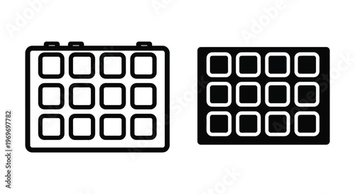 Set of drum pad controller icons, vector illustration of music production equipment, midi controller interface for beat making