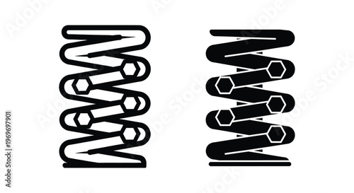 Coil spring icon set, simple style