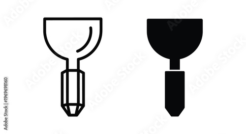 Putty knife icon set vector illustration of a flat scraper tool for construction, renovation, and diy projects