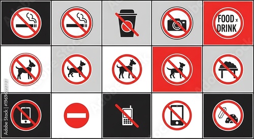 Prohibited actions and food drink signs.