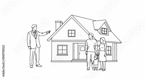 Agent shows house to family with child