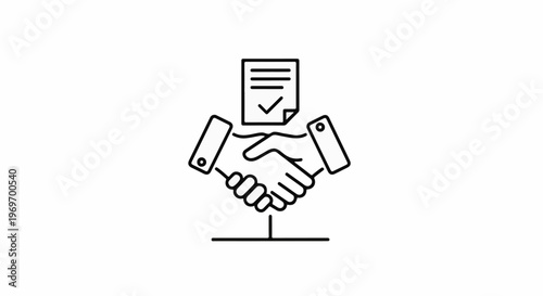 Agreement handshake with document, signifying partnership and approval