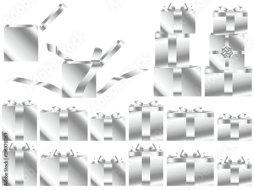 プレゼント箱横、白、6白