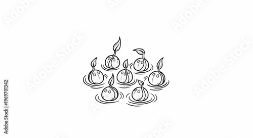 Cluster of small, round sprouts with delicate leaves emerging