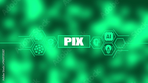 фотографія Central white text pix with surrounding hexagonal representing technology and ar
