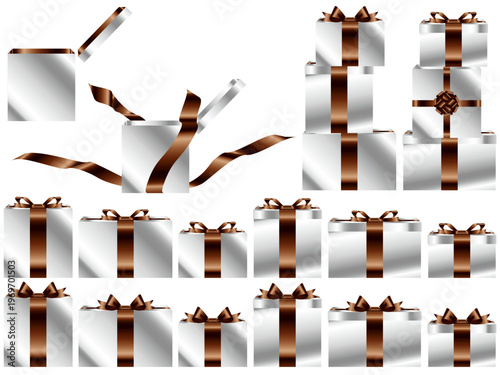 プレゼント箱横、白、18茶