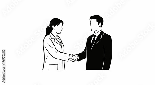Business people shaking hands in a deal, graphic illustration