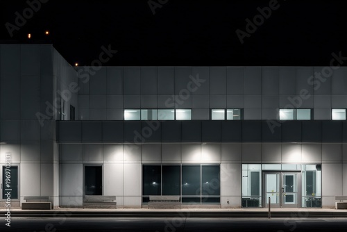 Wallpaper Mural Minimalist modern architecture building black and white geometric facade with strong lines and symmetry Torontodigital.ca