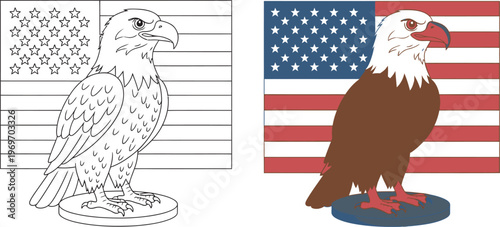 Independence Day Visual representation of a melting ice cap and glacier under flags Vector USA