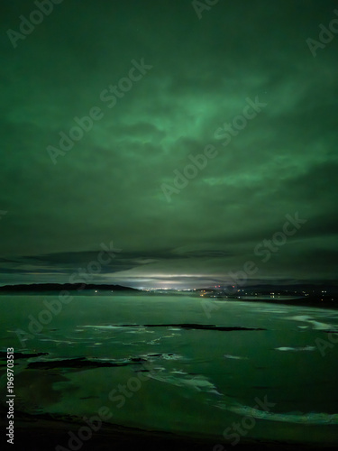 The Aurora Borealis, the northern lights, showing up above Castlegoland in County Donegal, Ireland