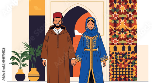 Moroccan Couple in Traditional Attire