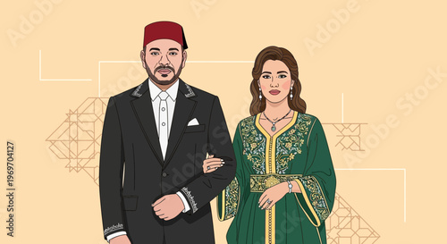 Moroccan Couple in Traditional Attire