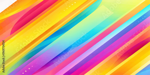 A bright rainbow spectrum art background features a colorful abstract pattern of diagonal stripes and light textured lines for a creative wallpaper design