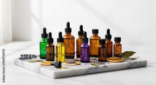 Collection of Amber and Green Glass Dropper Bottles for Serums and Oils