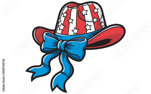 Independence Day 3d brain scan visualization highlighting neural pathways in blue and red Vector USA