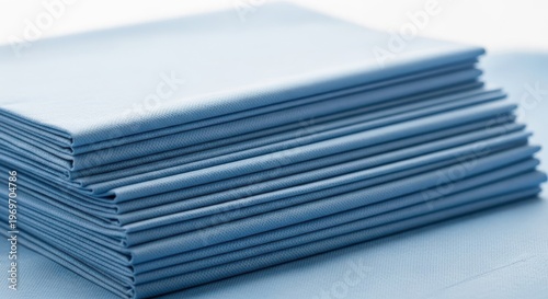 Stack of Blue Sterile Fabric Sheets