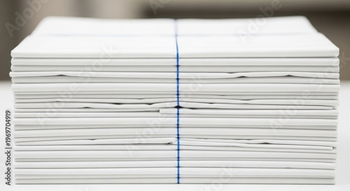Stack of Papers Tied Together With Blue String