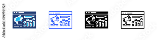 Marketing Graph Multiple Style Icon Set Collection Pack Web Banner Vector 