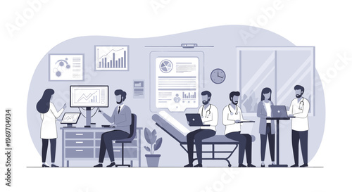 A minimalist illustration depicting a female medical professional. Perfect for healthcare websites, medical articles, or presentations needing a clean