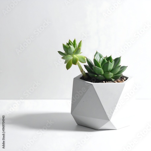 A small potted plant with two green succulents
