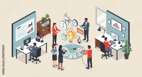 A calming and uncluttered workspace featuring a small plant. Ideal for illustrating concepts of well-being, productivity, and modern office environmen