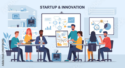 This illustration depicts a person focused on their laptop at a desk. Ideal for content related to remote work, productivity, and modern office life. 