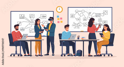 A minimalist illustration depicting someone focused on their work at a computer. Ideal for representing remote work, technology, and the modern office