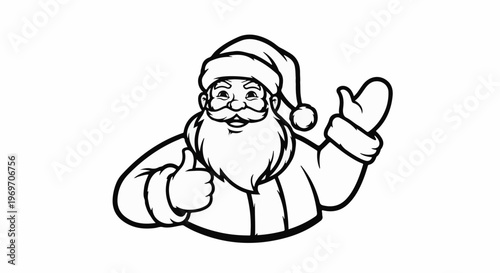 Cheerful cartoon Santa Claus giving a thumbs up and a wave
