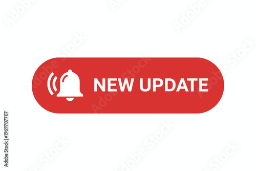 New Update Notification Button with Bell Icon on White background