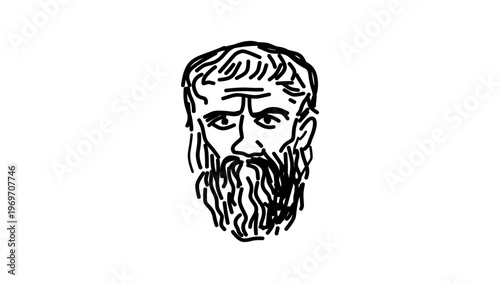 Portrait of Plato, black isolated silhouette