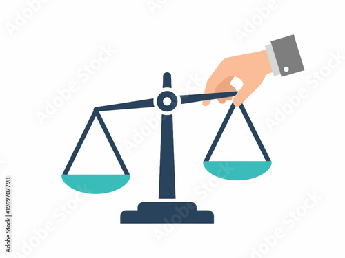 Hand manipulating justice scales illustration