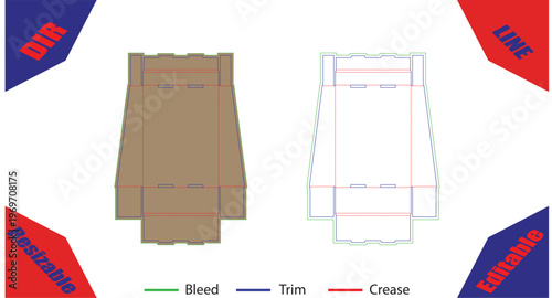 Orange and white die cut template with bleed trim and crease lines 1
