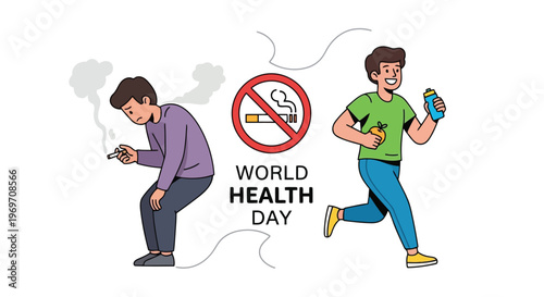 World health day comparison of healthy versus unhealthy lifestyle habits