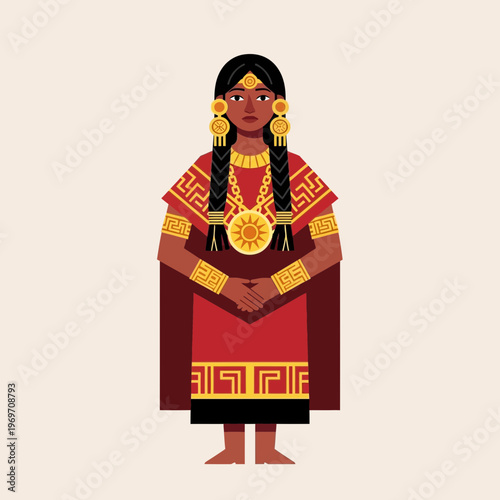 Inca Woman Flat Illustration