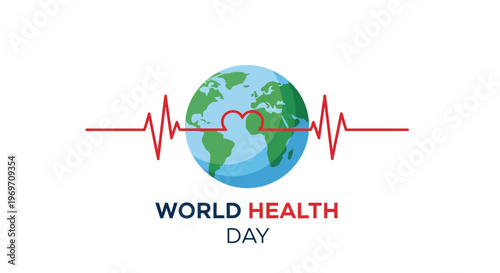 Global health awareness heart beat pulse design for World Health Day